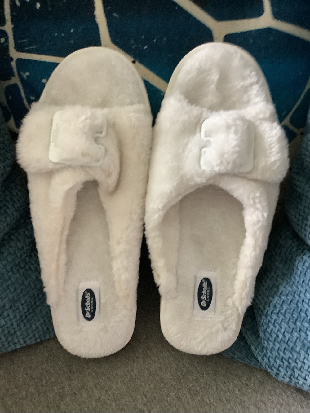 Dr. Scholl's Staycay Og Slippers Tofu White 7 Slip On Sandals Shoes Beige Fuzzy